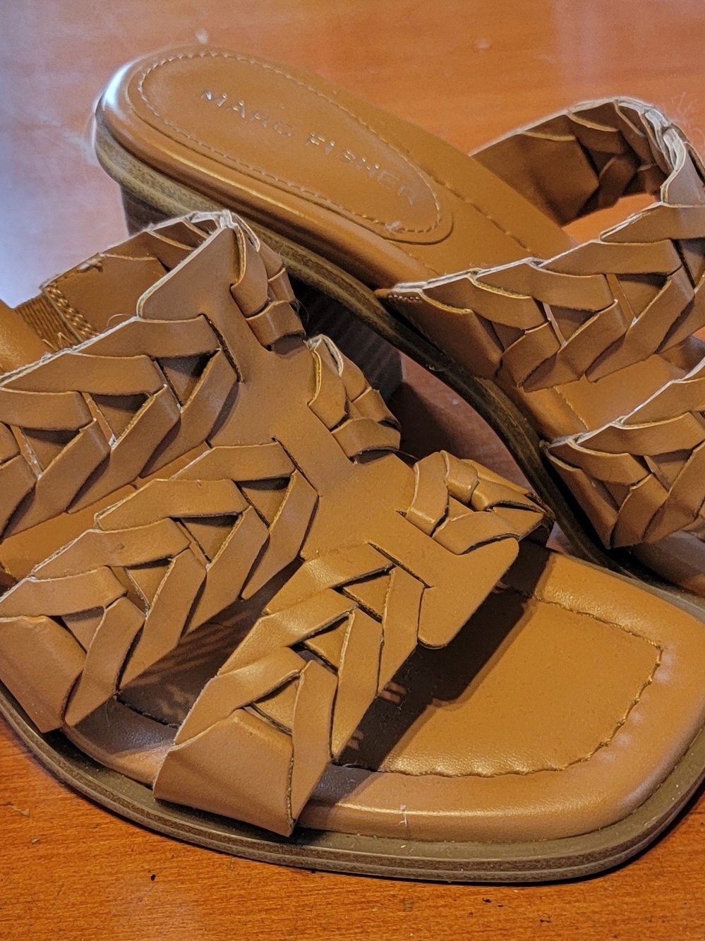 Marc Fisher Tan Braided Slide Sandals - Women's